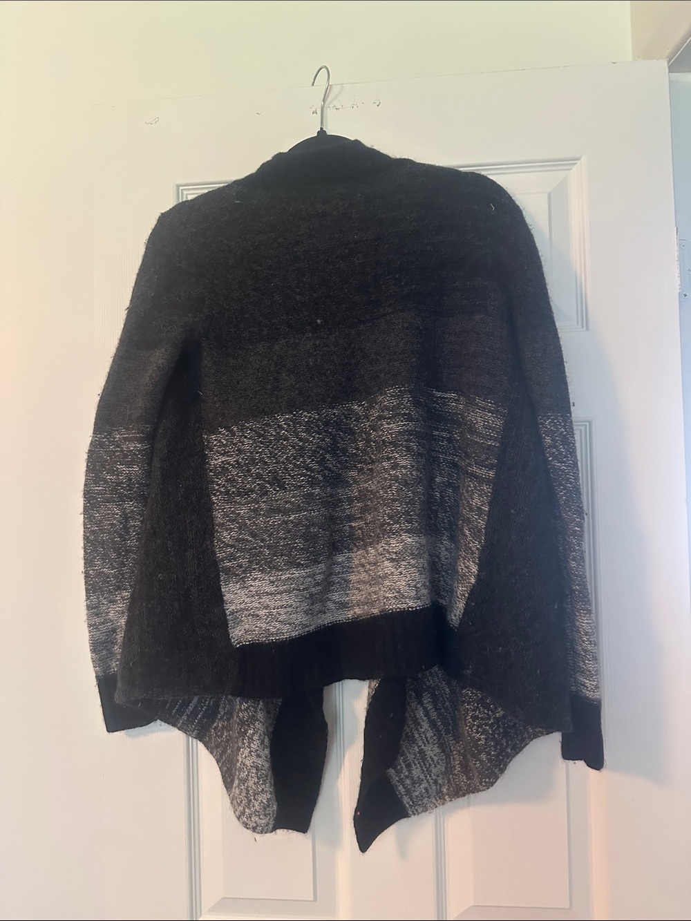 Lord & Taylor Black and Gray Open-Front Women's Cardigan - Picture 3 of 3